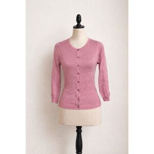Knits Landing Vintage Pink Button Cardigan | Juniors M | USA Made Knit Sweater